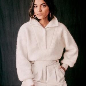 Sezane Micky Sweater - Ecru - Kid Mohair | XS